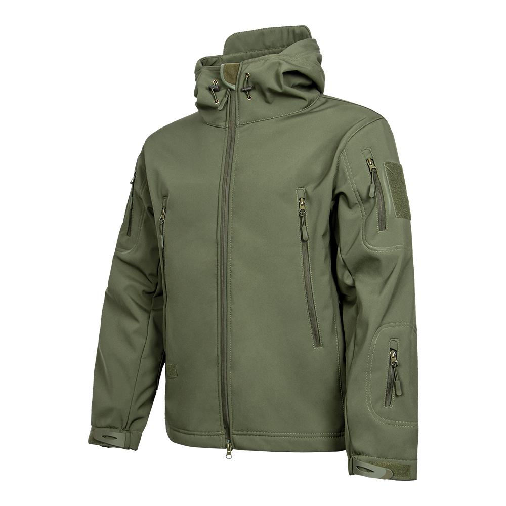 Army Green Soft Shell Suit breathable Bidirectional zipper