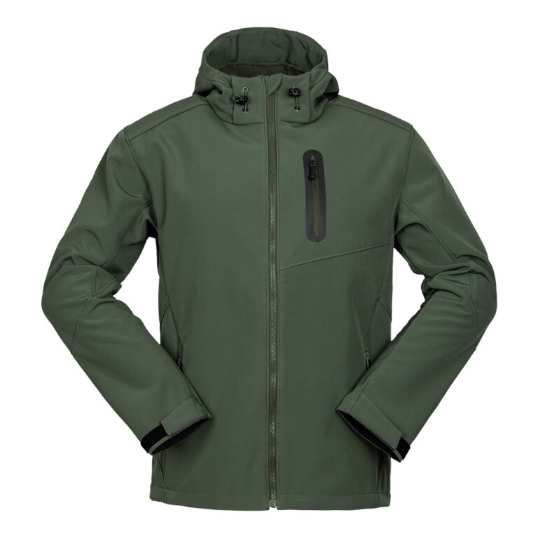 Zelena vojaška jakna iz flisa s kapuco Bean