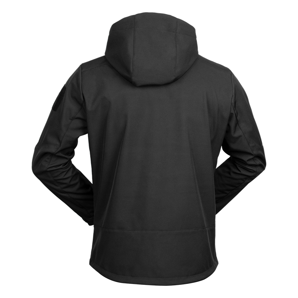 Černá softshellová vojenská bunda s kapucí