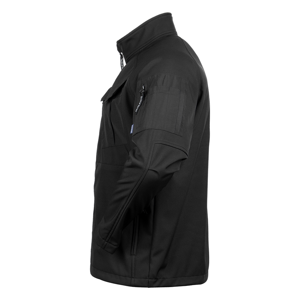 Black Softshell Stand Collar Military Jacket