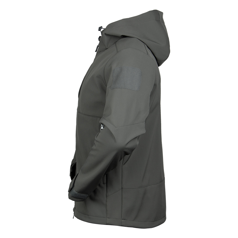 Grey Softshell Hooded Military Jacket