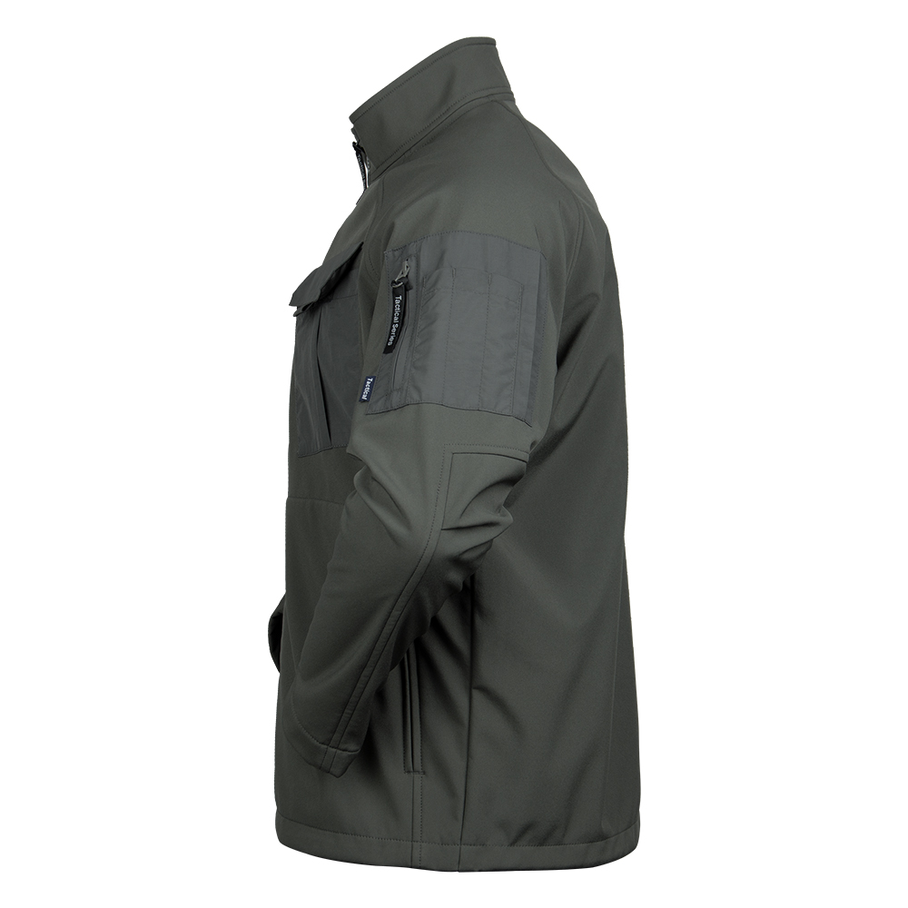 Grey Softshell Stand Collar Military Jacket