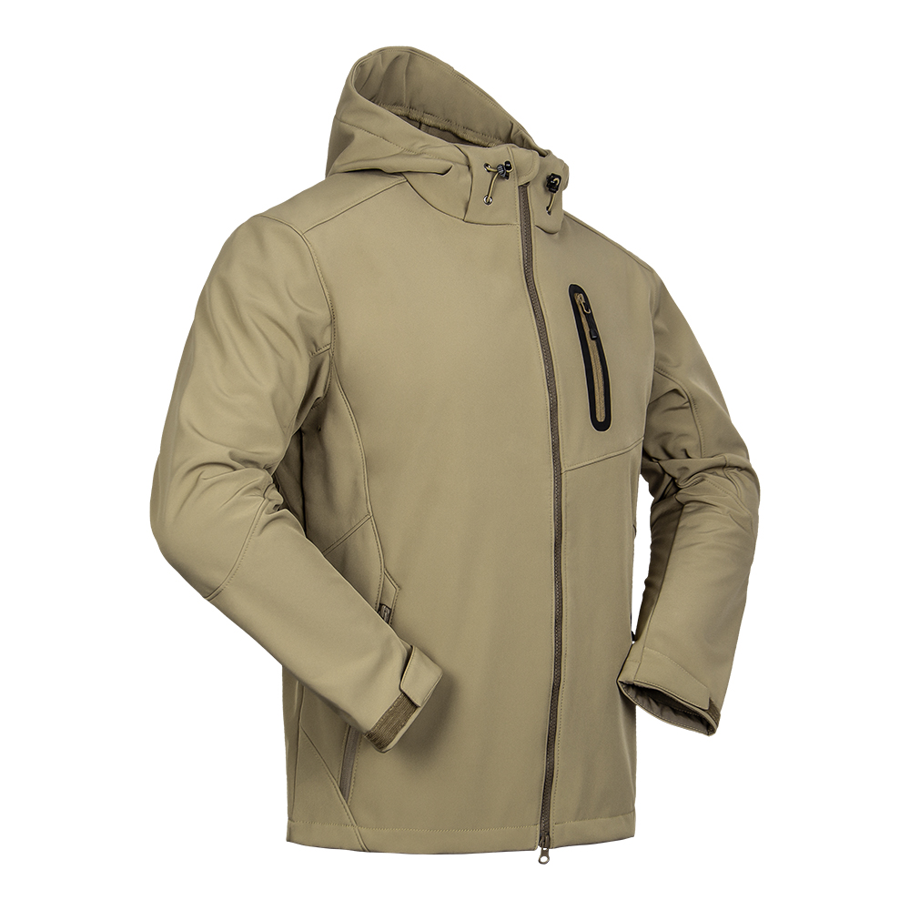 Light Khaki Hooded Fleece Military Jacket