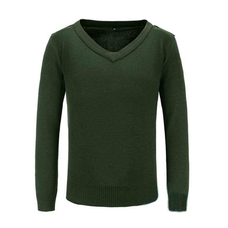 Stylish and Comfortable V-Neck Loose Military Sweater