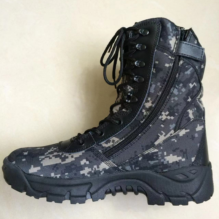 Dark Night Camouflage Hunting/Combat Boots with Side Zip