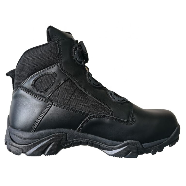 Men’s Genuine Leather Tactical Boots – Black/Dark, Waterproof Combat & Hiking Shoes