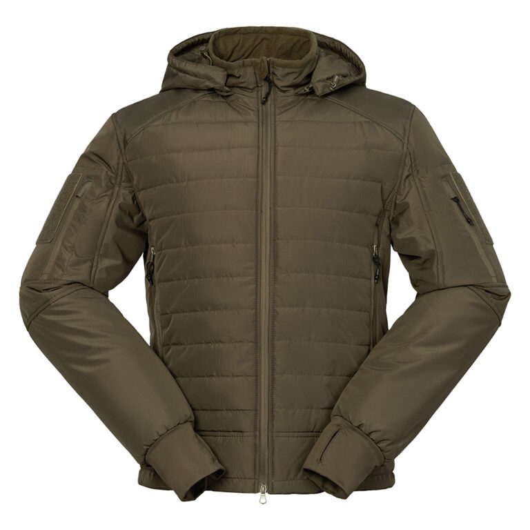 Army Green Lightweight Water-Resistant Jacket with Insulated Quilting