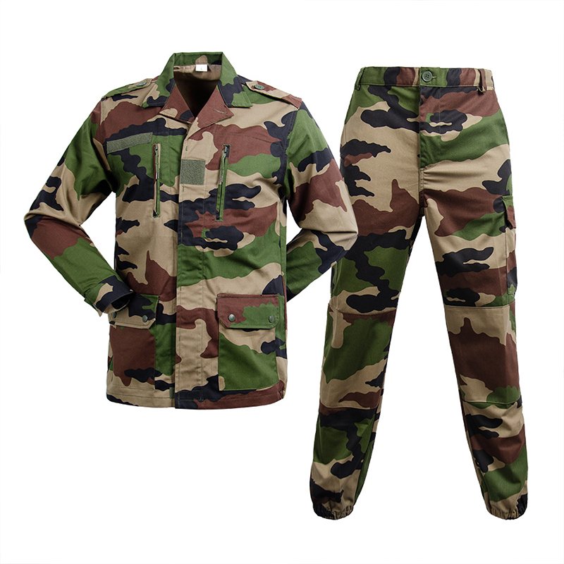 Set uniforme mimetica multiuso Woodland con camicia a maniche lunghe e pantaloni, abbigliamento da esterno resistente