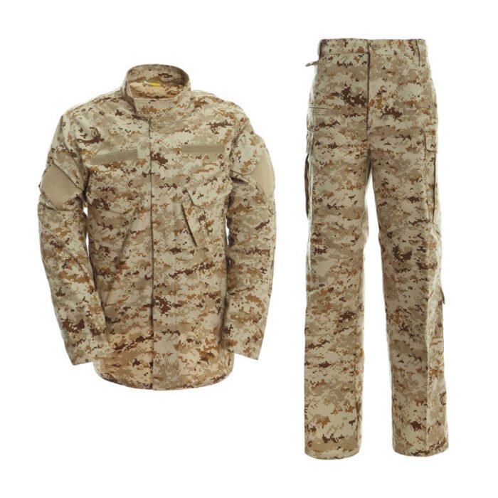 High-quality ACU Uniform in desert digital camouflage, made with ripstop poly-cotton for military, police, and tactical use.