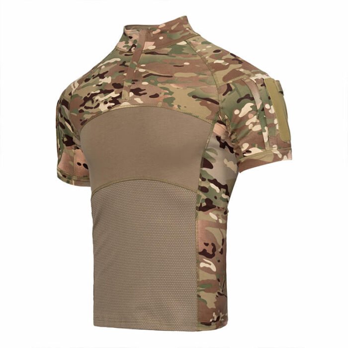 Short Sleeve Combat Shirt CP Camouflage – Tactical Summer Military Gear Lightweight short sleeve combat shirt in CP camouflage, designed with breathable fabric and arm pockets for tactical training and outdoor missions.