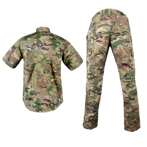 Short sleeve CP camo uniform set with button-up shirt and cargo pants