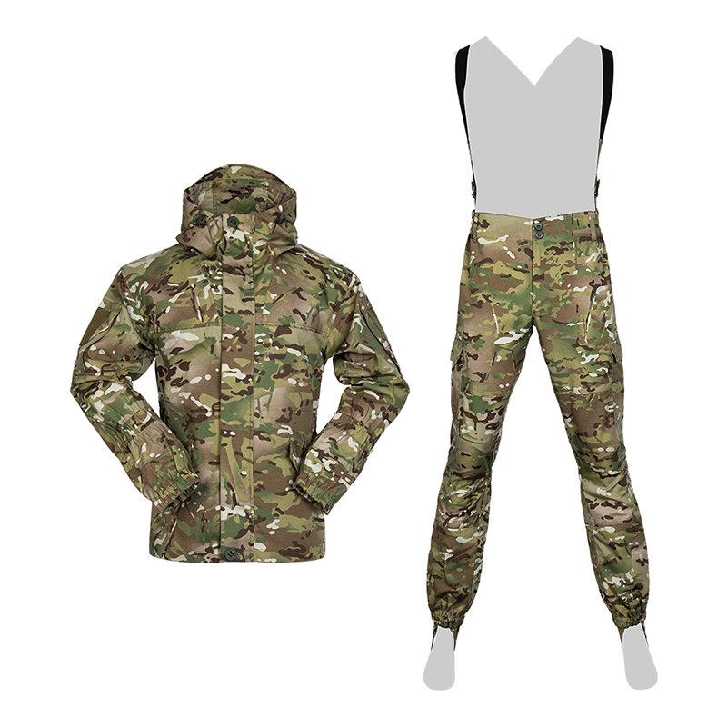 Gorka Suit in CP camouflage, windproof jacket and pants designed for outdoor and field use.