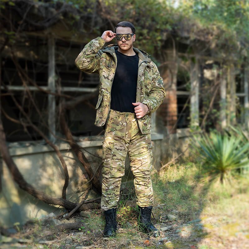 Real-life photo of Gorka winter suit in CP camouflage, showcasing outdoor performance and practical style for cold weather adventures.