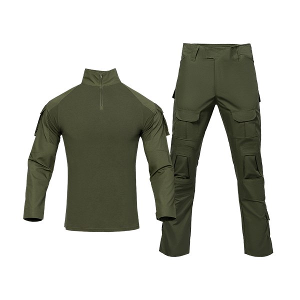 Durable G2 tactical suit in Military Green, designed for outdoor training, airsoft, paintball, and daily duty. Breathable fabric with reinforced stitching for long-lasting comfort.