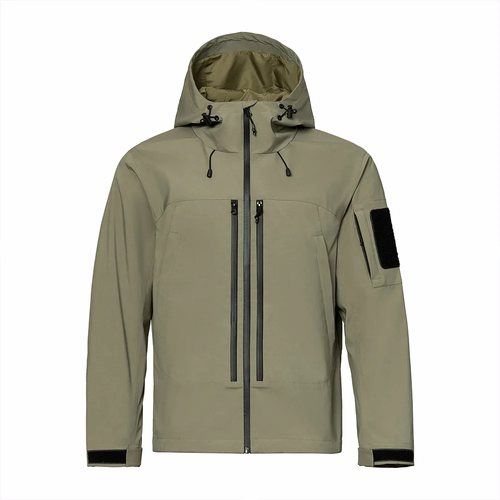 Classic front-view waterproof jacket with dual chest zippers. Breathable, durable, and perfect for outdoor adventures in all seasons.