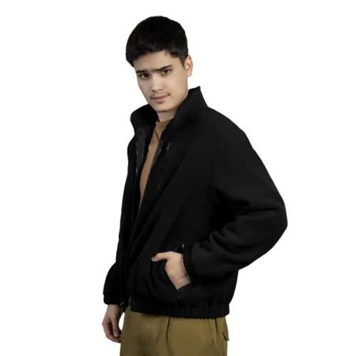 Removable fleece liner of black tactical jacket for cold-weather performance. Soft, insulated, and perfect for standalone wear.