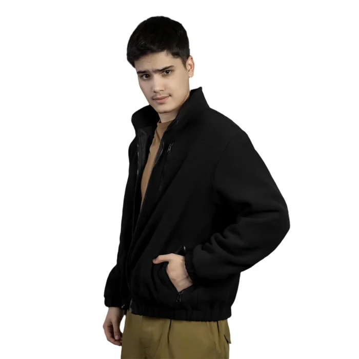 Removable fleece liner of black tactical jacket for cold-weather performance. Soft, insulated, and perfect for standalone wear.