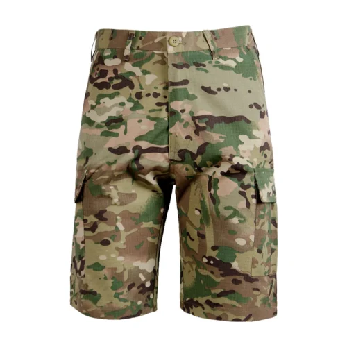 Men’s multicam camo cargo shorts with ripstop fabric and multiple utility pockets. Lightweight, breathable, and ideal for tactical performance.