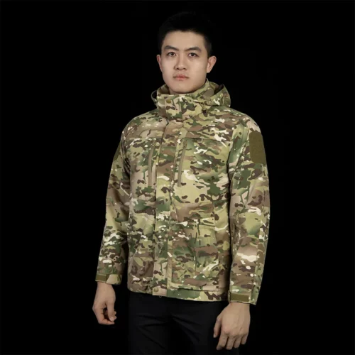 Men’s CP camo winter tactical coat designed for durability and warmth. Waterproof shell with fleece liner, perfect for outdoor and field use.