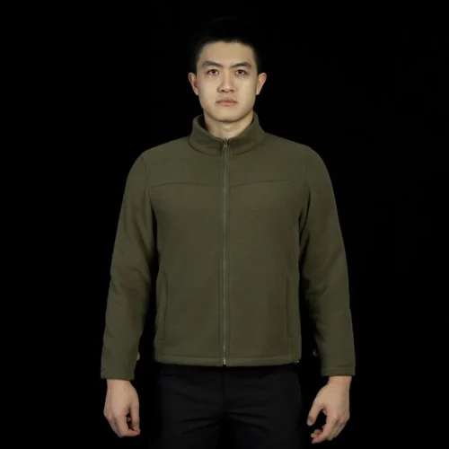 Army green fleece liner for men’s winter tactical coat. Soft, breathable, and warm, ideal as a standalone fleece jacket or inner layer for outdoor wear.
