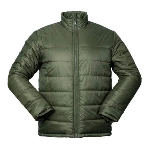 Army green padded inner jacket for men, lightweight and warm. Can be worn alone or as part of the 3 in 1 waterproof winter jacket set.