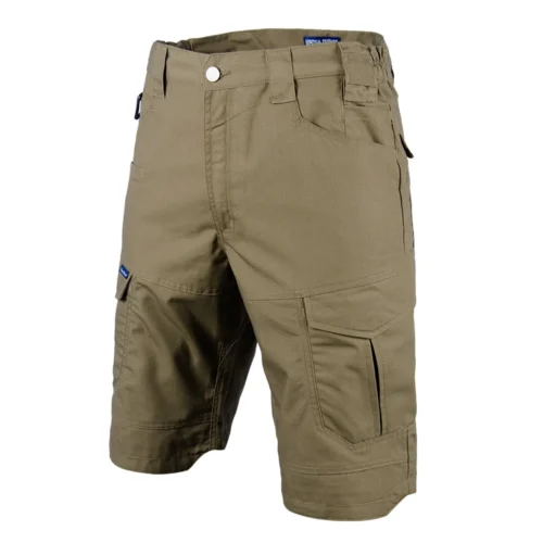 Coyote brown tactical pants made of Teflon™-coated ripstop fabric. Waterproof, oil-resistant, and durable combat shorts for military and outdoor wear.
