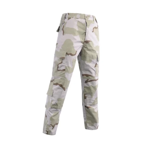 Men’s light desert camo ACU pants with reinforced knees and adjustable waist. Perfect for desert training, hunting, or field work.