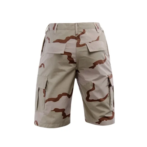 Durable cotton-blend tactical shorts with desert camo pattern. Multi-pocket design, perfect for field work, hiking, and military supply.
