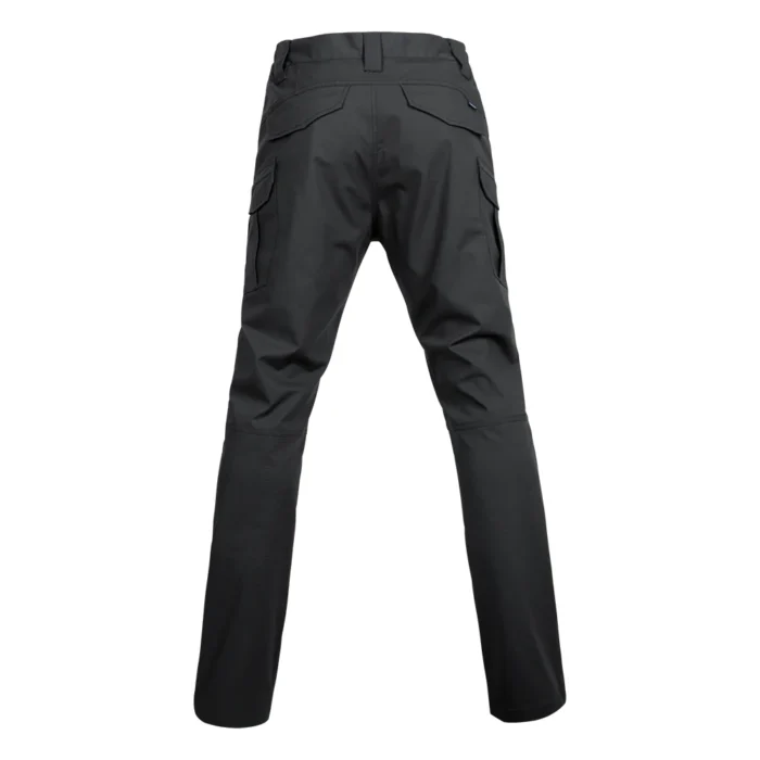 Back view of iron gray hiking pants showing reinforced stitching and multiple pockets for outdoor workers and hikers.