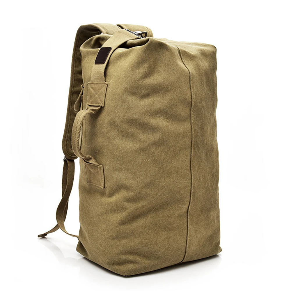 Durable khaki Canvas Duffel Bag designed for military, camping, and long-distance travel. Reinforced handles and rugged canvas for OEM/ODM orders.