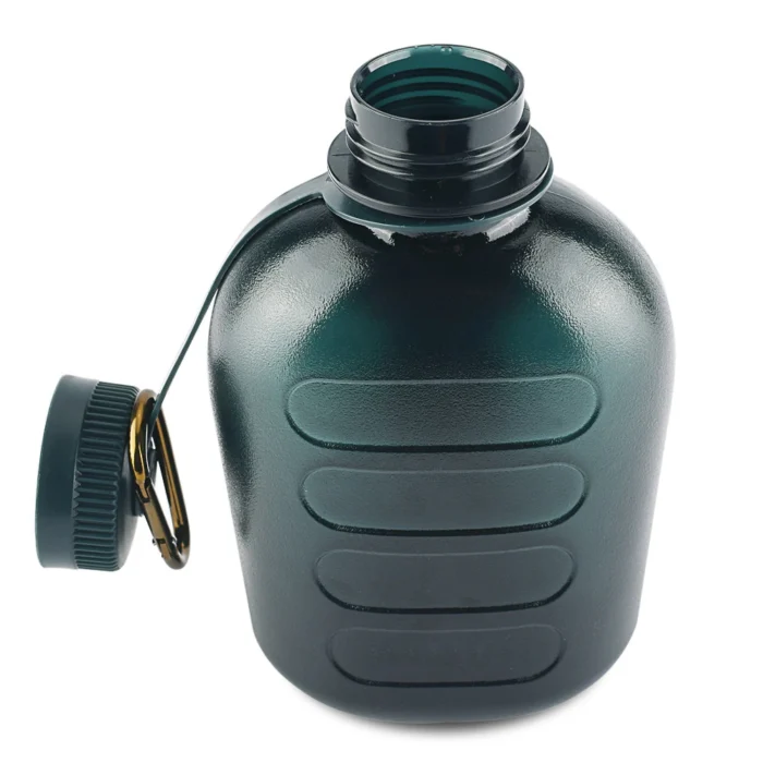 Durable military water bottle with leakproof wide-mouth design for convenient filling and cleaning in the field.