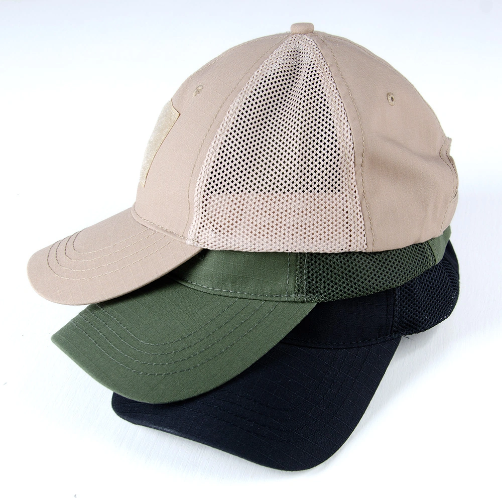Side-view display of tactical ball caps featuring breathable mesh panels, curved visor, and ripstop fabric design. Ideal for military, police, and outdoor activities.