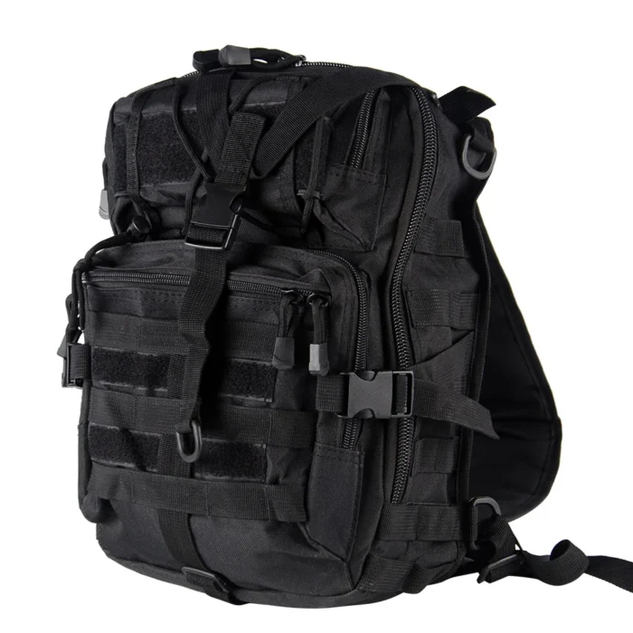 High-performance tactical backpack featuring MOLLE webbing, adjustable straps, and reinforced construction for military and outdoor use.