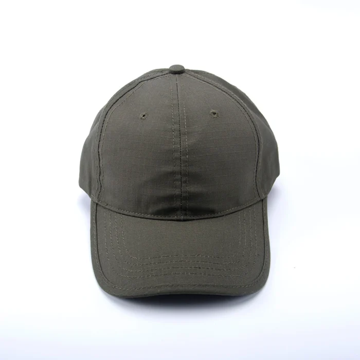 Durable olive green tactical cap made from ripstop fabric. Lightweight, breathable, and ideal for military, police, and outdoor field use.