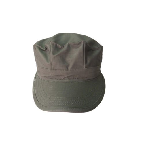 Olive green tactical military cap featuring sturdy ripstop fabric and a classic patrol design for training and daily duty wear.