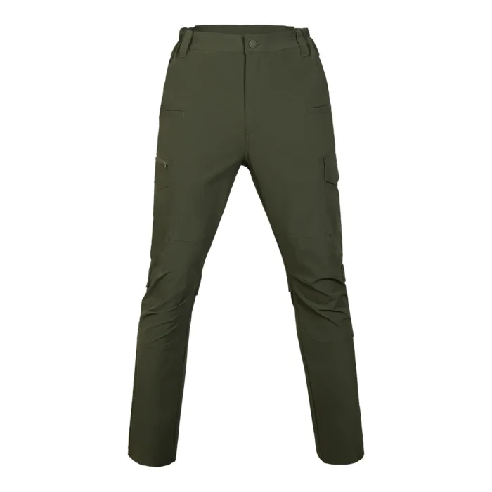 Front view of lightweight tactical pants designed with a slim ergonomic fit, lightweight fabric, and tactical structure suitable for outdoor and field use.