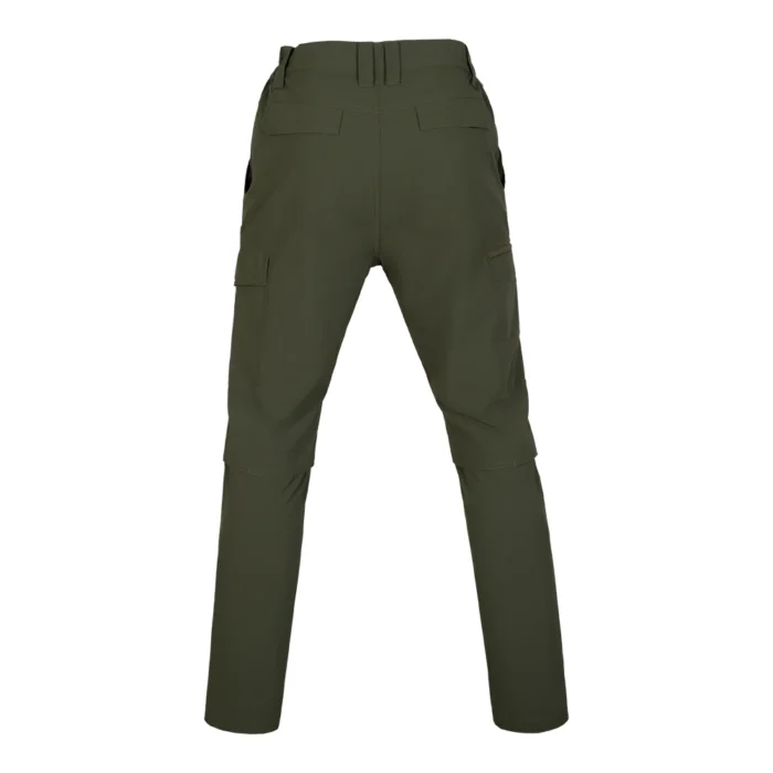 Back view of lightweight tactical pants featuring ergonomic cut, reinforced seat area, and streamlined pocket layout for outdoor and tactical operations.