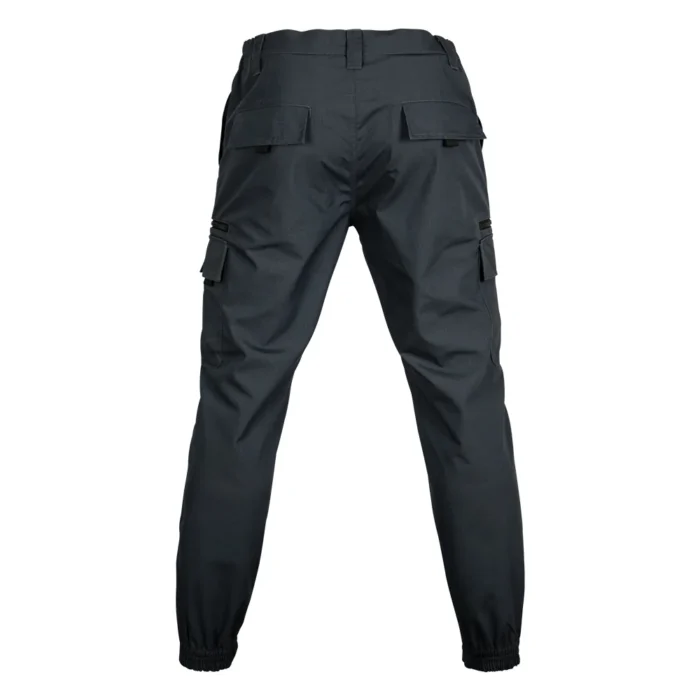 Back view of iron grey tactical pants showing reinforced seat area, rear pockets and a functional silhouette for long-term tactical wear.