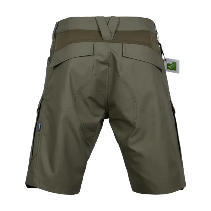 Rear view of tactical shorts showcasing ergonomic cut, reinforced stitching, and durable fabric for long-term field and duty wear.