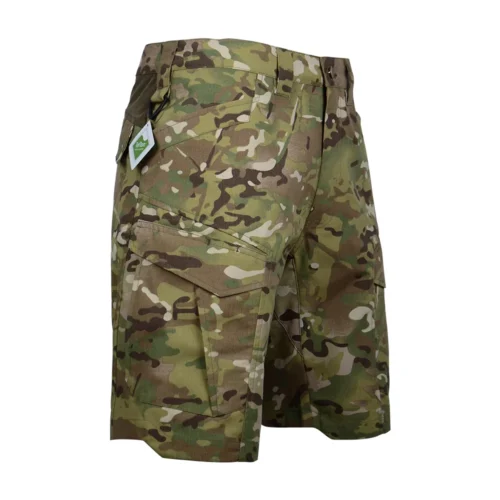 Back view detail of tactical shorts highlighting reinforced seat panel for improved durability during intensive outdoor and tactical use