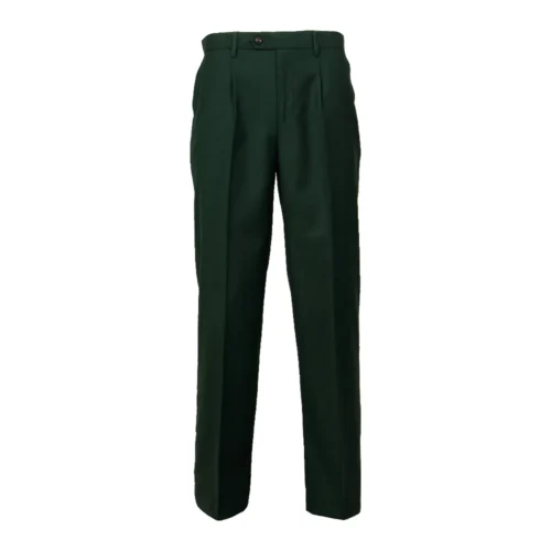 Dark green security officer uniform trousers featuring a formal straight fit, designed to match double breasted officer jackets for professional security uniform sets.