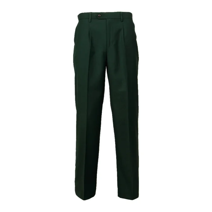 Dark green security officer uniform trousers featuring a formal straight fit, designed to match double breasted officer jackets for professional security uniform sets.