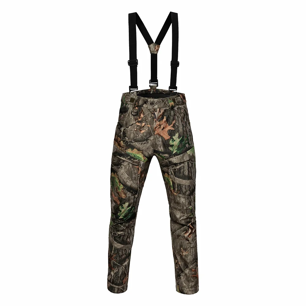 Softshell Hunting Pants with Suspenders – Waterproof Camo Hunting Bib