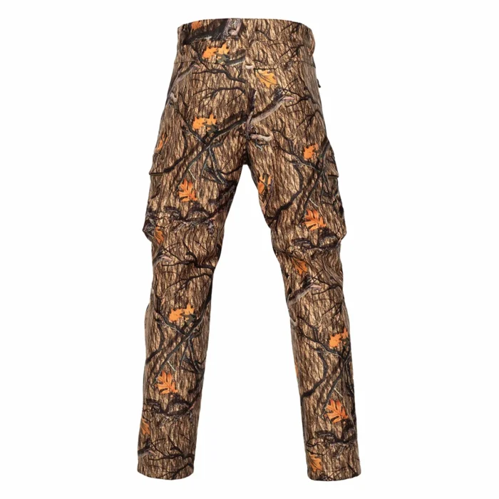 Back view of insulated hunting pants showing full coverage camouflage design and insulated construction for warmth during extended hunting sessions.