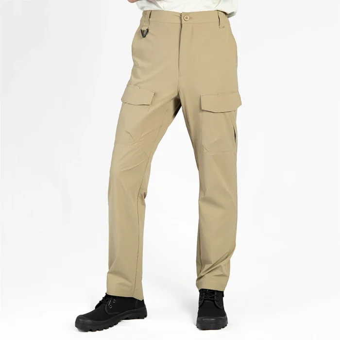 Lightweight Tactical Pants Khaki Front View | Breathable Work Pants Front view of lightweight tactical pants in khaki color, designed for breathable comfort, flexible movement, and professional outdoor or tactical work applications.