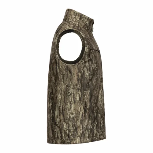 Side profile of hunting vest showing flexible fit and streamlined design, ideal for active movement during hunting and outdoor operations.