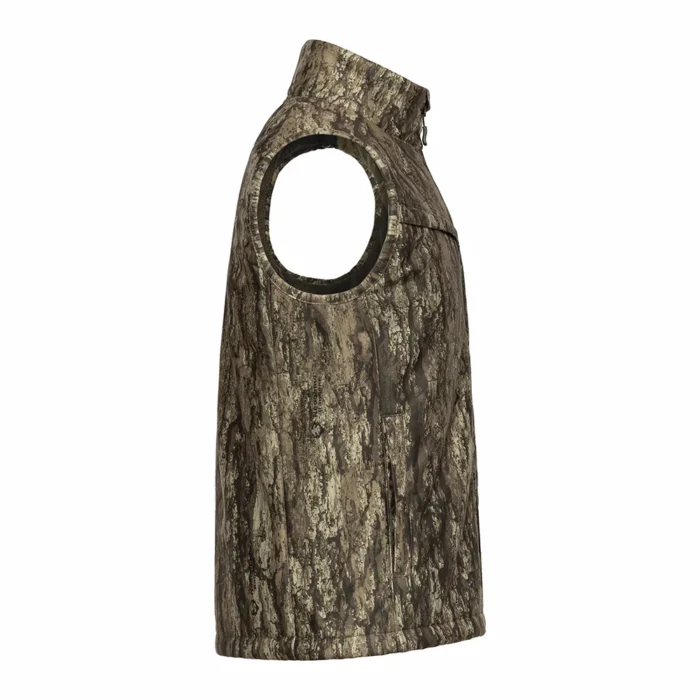 Side profile of hunting vest showing flexible fit and streamlined design, ideal for active movement during hunting and outdoor operations.