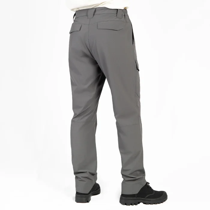Back view of lightweight tactical pants in light gray, featuring a clean tactical cut and reinforced structure for long-term outdoor and workwear performance.