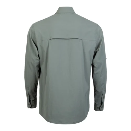 Grey-Green Tactical Long Sleeve Shirt Back View – OEM Uniform Design