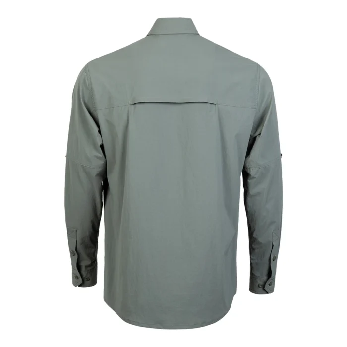 Grey-Green Tactical Long Sleeve Shirt Back View – OEM Uniform Design